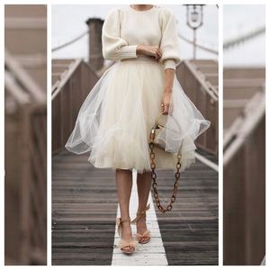 Riche Glamour Tulle Beige/White Bone Skirt M
